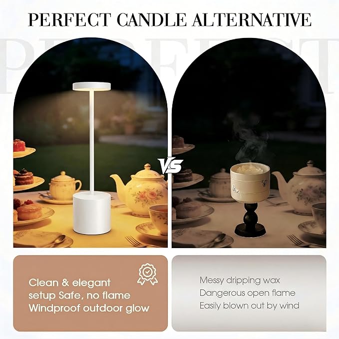 AUDLES Cordless Table Lamp – 2 Pack Rechargeable Table Lamps, 5000mAh Battery Operated Lamp with 3-Color Dimmable Light, Outdoor Table Lamp for Bedroom, Restaurant, Patio, Home Décor (White)