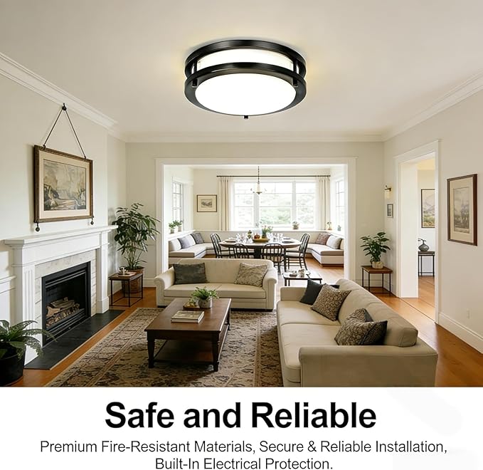 Drosbey 50W Dimmable LED Flush Mount Ceiling Light Fixture, Ceiling Lights for Kitchen, Bedroom, Bathroom, Garage, Super Bright 5000 Lumens, 3000K/4000K/5000K Adjustable, UL Listed