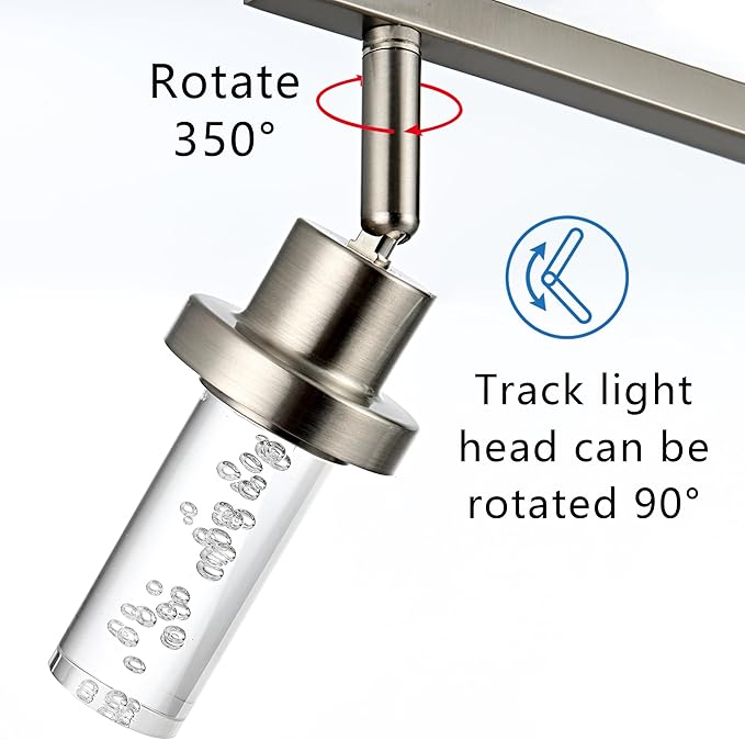MELUCEE 5-Color Temperature 6 Light LED Track Lighting Kit, LED Track Lighting Fixtures Brushed Nickel Ceiling Spotlighting Vanity Lights with Flexibly Rotatable Light Head, Built-in LED Chips