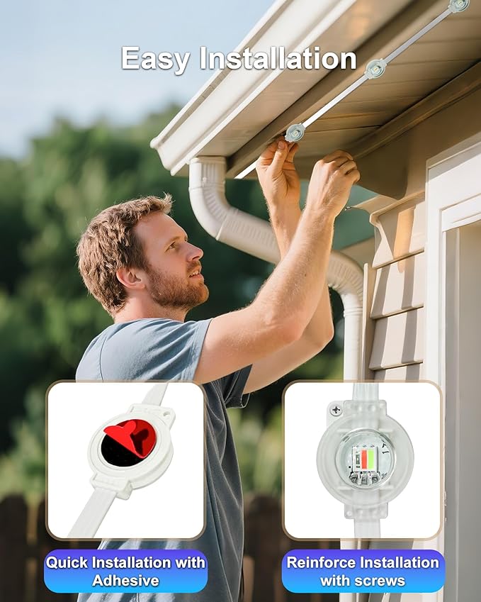 XINKAITE 150ft Permanent Outdoor Lights for House, 2025 Eave Lighting with App/Remote Control, IP67 Waterproof smartlight for Christmas, Halloween, Holiday, Party, Daily