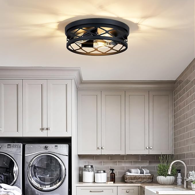 3-Light Farmhouse Flush Mount Ceiling Light,13 inch Hallway Lighting Fixtures Ceiling,Light Fixtures Ceiling Mount for Kitchen Entryway,Hall（1 Pack）
