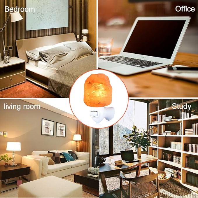 pursalt Himalayan Salt Lamp Night Light Plug in, Certificated 360 Degree Rotatable Wall Plug with Extra 2 Replacement Bulbs Bathroom Bedroom Night Light, Pink Crystal Rock Salt Hand Crafted