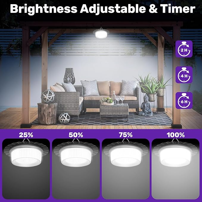 Solar Shed Light Outdoor Indoor, Upgrade 244 LED 360° Lighting Motion Sensor Pendant Light, Waterproof Solar Lights with Remote Control, Timer, 5 Modes for Shed Gazebo Garage Barn (2)