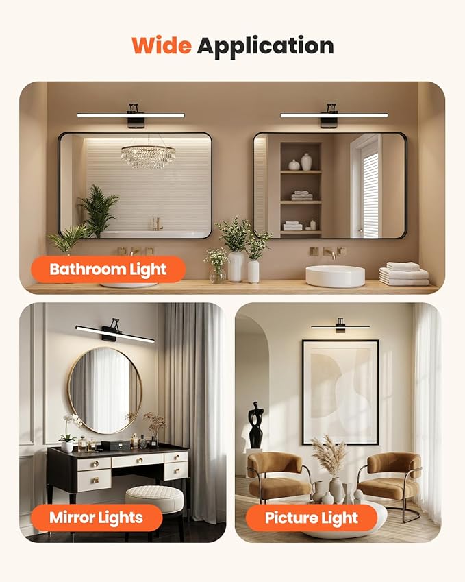Morden Long Vanity Lights, Black 32IN Bathroom Light Fixtures, 360°Rotatable Bathroom Vanity Fixture Over Mirror with 5CCT&Dimmable Wall Lamp, Eye-Friendly Led Bar For Vanity&Makeup-ETL, Ideal Gift