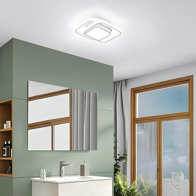 2 Packs Small Ceiling Light Modern LED Acrylic Square Ceiling Lamp Cool White 6000K Hallway Lighting Fixtures for Bedroom Kitchen Living Room Study Hallway Small Asile Lamp Corridor Lights (White)