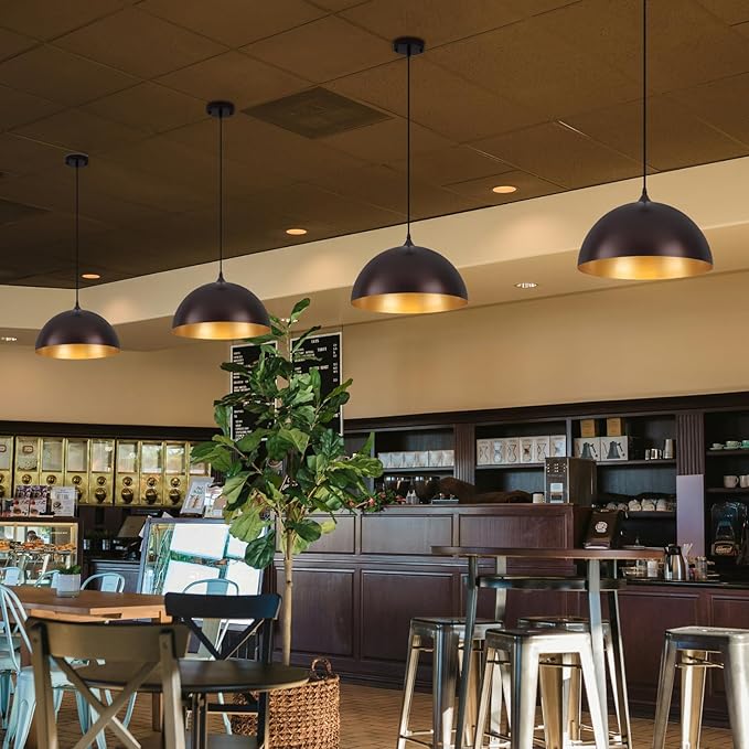 16 Inch Industrial Pendant Light, Large Dome Pendant Lights for Kitchen Island, Farmhouse Hanging Light or Dining Room Cafe Bar, Oil Rubbed Bronze Finish