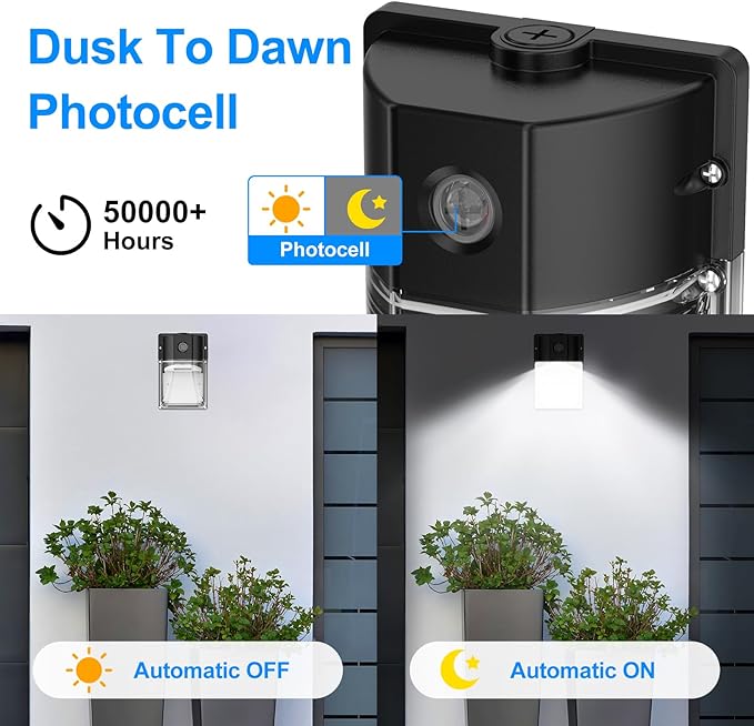 30W LED Wall Pack Light, Dusk to Dawn Outdoor Lighting Sensor, 3600LM, 5000K, LED Outdoor Wall Lights, 120Vac IP65 Waterproof Security Flood Light for Commercial, Porch, Garage, Garden, 2 Pack