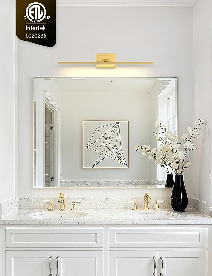 VOLISUN Bathroom Vanity Light 31.5 inch, 18W Dimmable 5CCT Led Bathroom Light Fixture Over Mirror, Gold Bar Vanity Light for Bathrooms-ETL Certificated