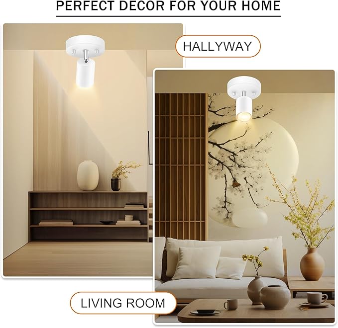 BoostArea LED Light Track Lighting Kit, Monopoint Sconce Adjustable Flush Mount Spot Light, Flexibly Rotatable Light Head for Kitchen, Living Room, Bedroom, GU10 Bulb Not Included, C0102