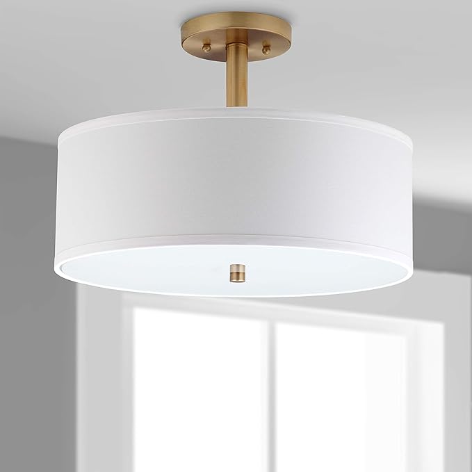 SAFAVIEH Lighting Collection Clara Gold 16-inch Diameter Semi Flush Mount Ceiling Light Fixture (LED Bulbs Included)