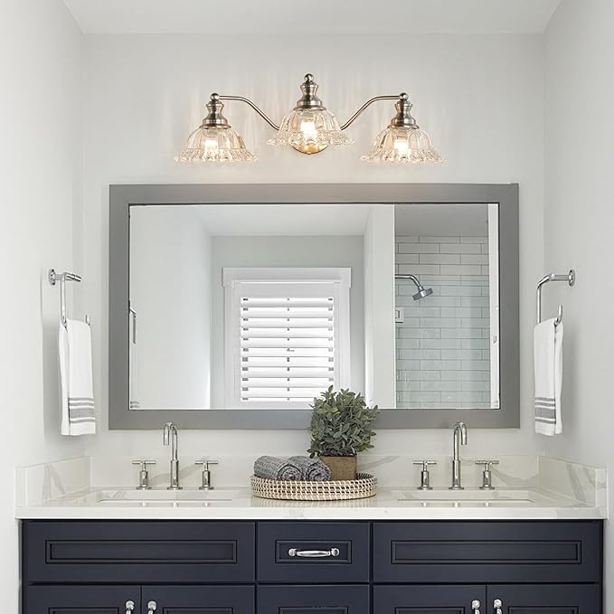 XIEDUN Brushed Nickel Bathroom Vanity Light Fixture 3 Light Vanity Lights for Bathroom Vanity Light Fixtures