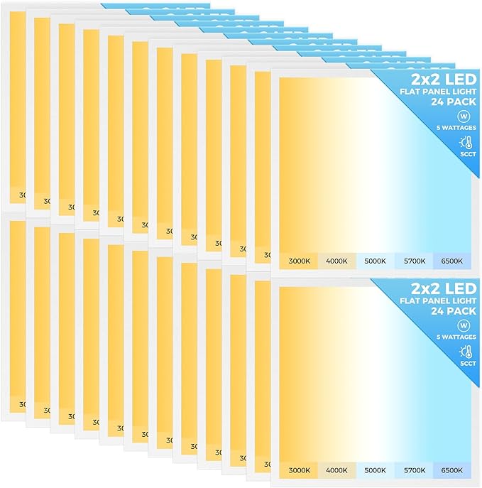 AIKVSXER 24 Pack 2x2 LED Flat Panel Light, Recessed Drop Ceiling Light Kitchen Lighting Fixtures,Bright 6500LM,0-10V Dimmable,Switchable 3000K/4000K/5000K/5700K/6500K, 30W/35W/40W/45W/50W