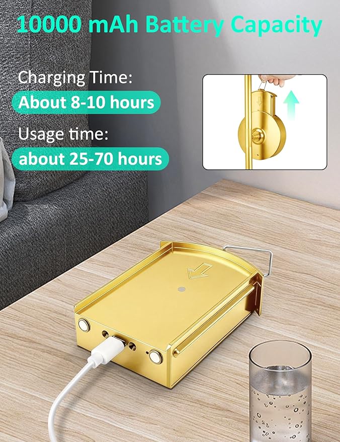 Battery Operated Wall Sconces Set of 2: 10000mAh Rechargeable Wall Lights for Living Room, 4CCT Dimmable LED Wireless Wall Lamp 360° Rotate Modern Home Decor for Bedroom Hallway Picture Lighting
