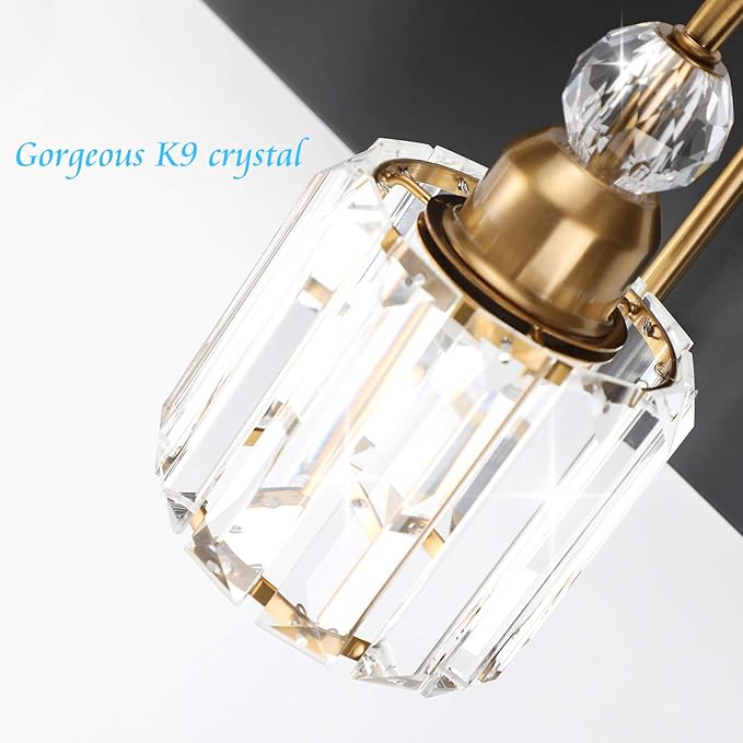Ralbay Modern LED Bathroom Vanity Lights 5-Lights Crystal Vanity Lights Over Mirror Modern Black Bathroom Vanity Lighting Fixtures