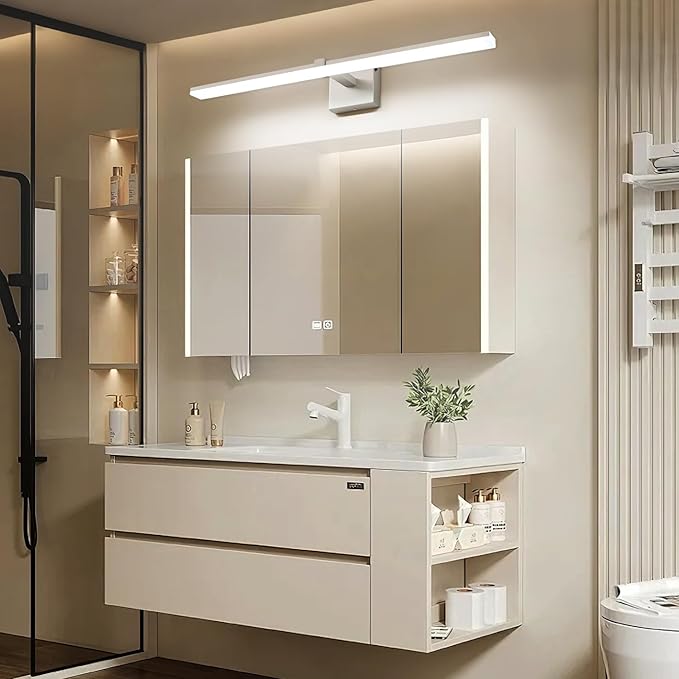ZUZITO 24 Inch Vanity Lights for Bathroom Brushed Nickel Over Cabinet Arm Wide LED Bar 18W 1440lm 6000K