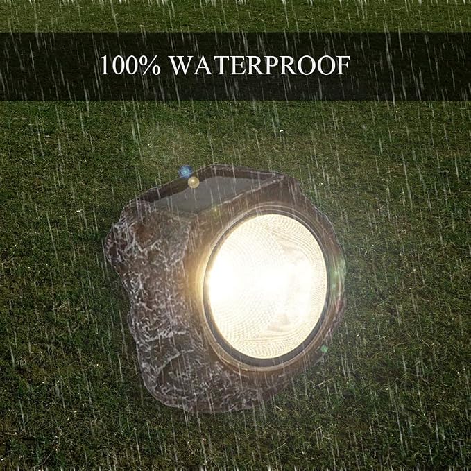 EiGreen 4 Pack Solar Garden Rock Lights Outdoor Decorative, 10 LED Waterproof Yard Pathway Lights,Solar Spot Lights Outdoor, for Ideal for Garden Walkway Pathway Patio