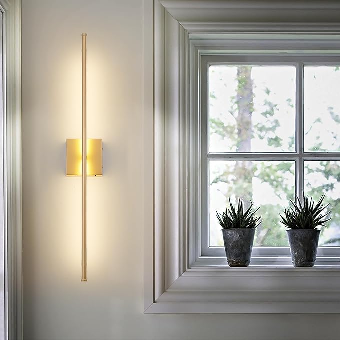 KARTOOSH Battery Operated Wall Sconces with Remote Control, Dimmable Wall Sconces Set of Two, 350°Rotate, 3000K LED Gold Wireless Wall Light for Living Room, Hallway, Bedroom, 40.1 Inch (2 Pack)