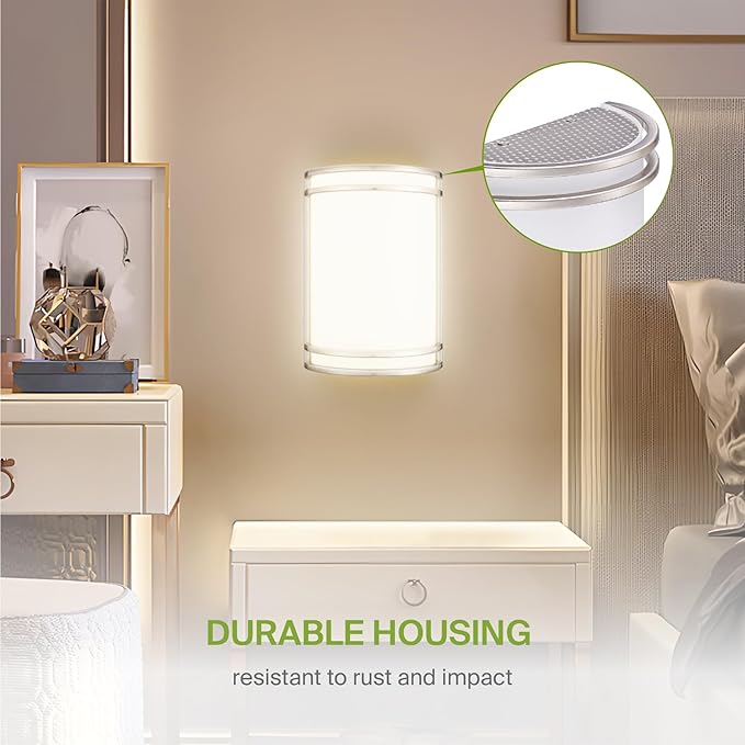 ASD LED Indoor Wall Mount Light Fixture - 10 Inch 15W Modern Interior Brushed Nickel Dimmable Wall Sconce Light - ETL 3000K 4000K 5000K Adjustable - Hallway, Bedroom LED Wall Lights, 2 Pack