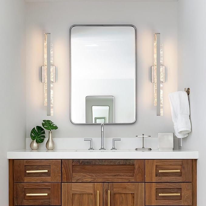 Modern Bathroom Vanity Light: Brushed Nickel 27 inch 28W Dimmable LED Bath Bar Light Fixtures Over Mirror - Wall Sconce Picture Lights for Powder Room Bedroom 3000k
