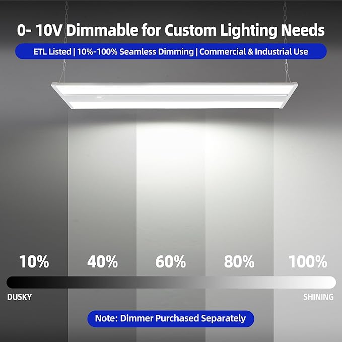 hykolity LED Linear High Bay Light 4FT with PIR Sensor Base, 320W/256W/192W Power Tunable, 43200LM/34560LM/25920LM 5000K Shop Lights Lighting Fixtures for Garage, Warehouse, 2-Pack
