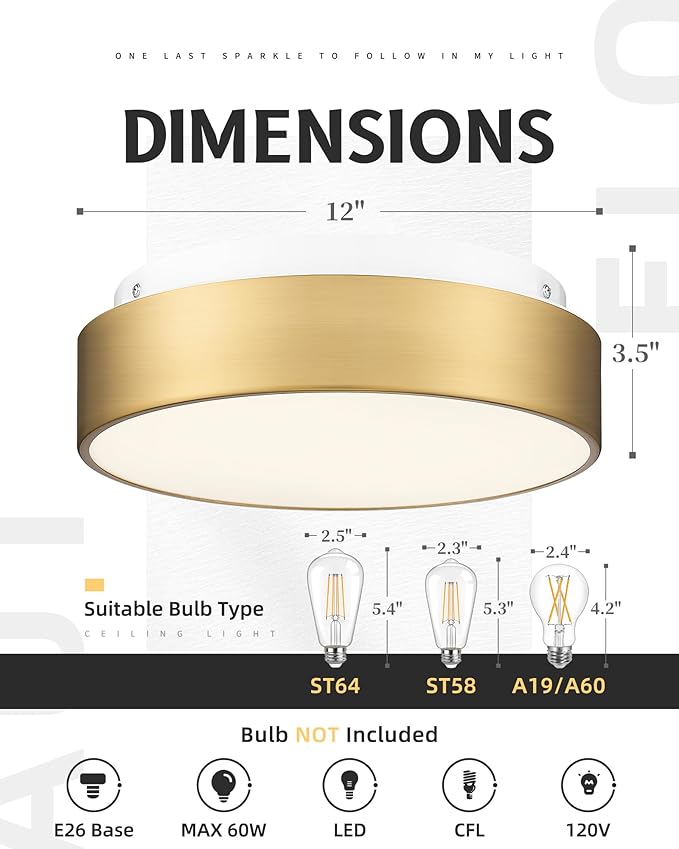 AUTELO 2-Light Close to Ceiling Light Fixture, 11 inch Frosted Glass Shade Flush Mount Ceiling Light Fixture in Antique Brass Finish, E26 Socket for Living Room Hallway Bedroom C3312 BRZ