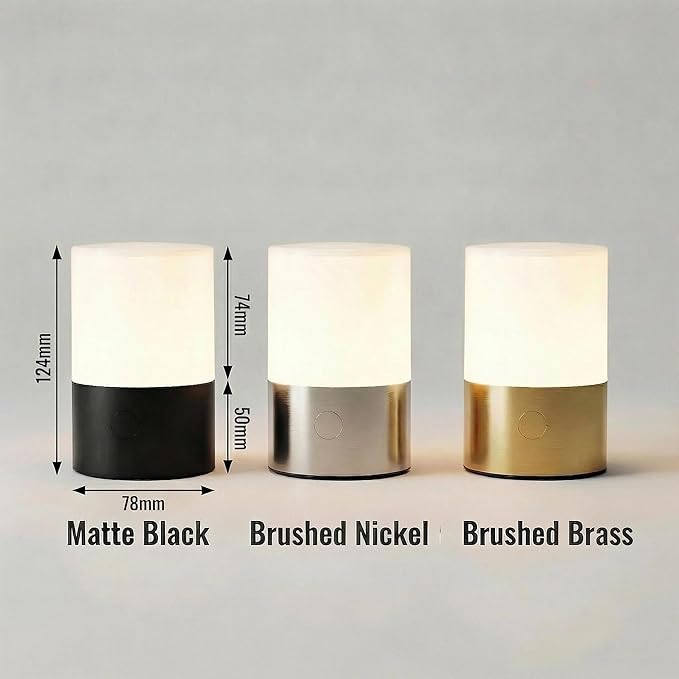 Small Table Lamp - Rechargeable, Portable, Up to 20-Hour Battery Life, 10 Brightness Levels, Auto-Off Timer, Waterproof, Warm Light for Bedside, Travel, Camping & Décor-Matte Black