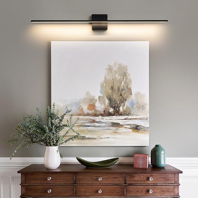 Bathroom Vanity Light Fixtures Over Mirror - 39 Inch Matte Black Vanity Lights for Bathroom 28W 3500K Dimming LED Vanity Light Bar Modern Wall Sconce Lighting for Mural