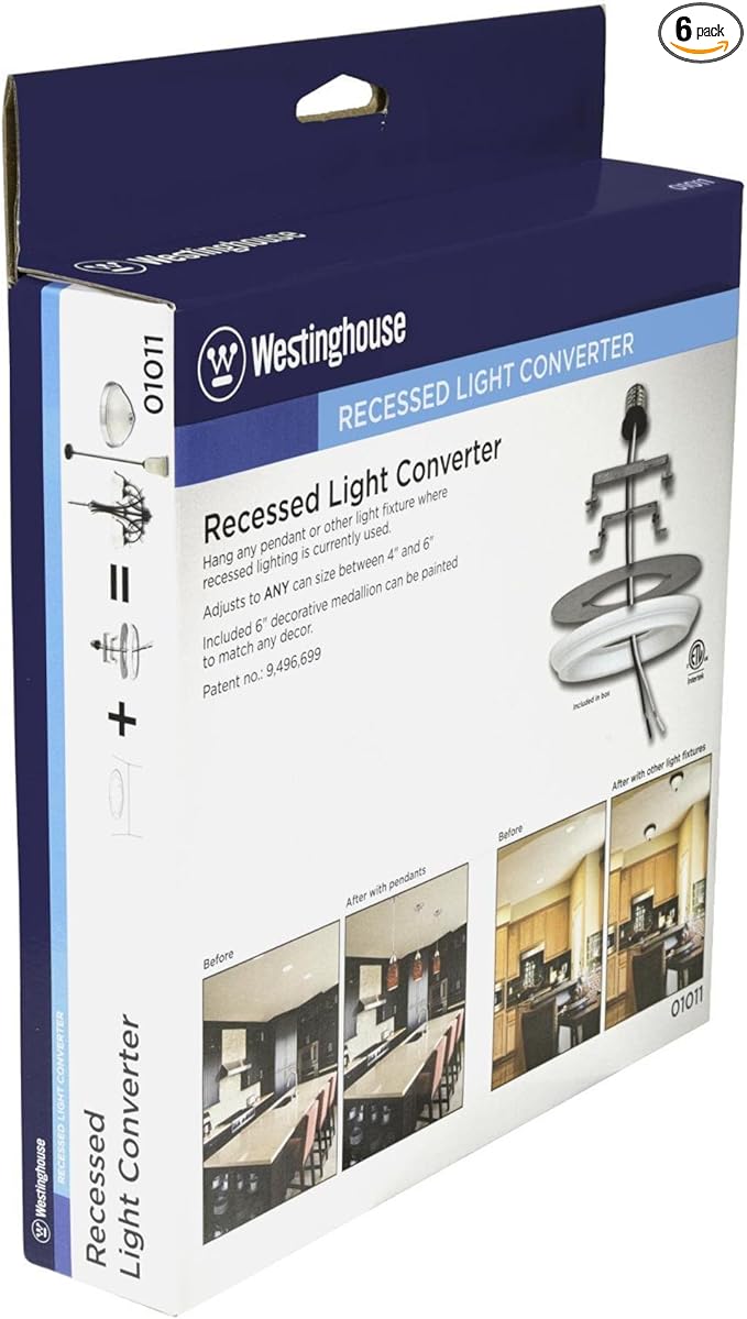 Westinghouse 0101100 Recessed Light Converter,1,Finished White,(Pack of 6)