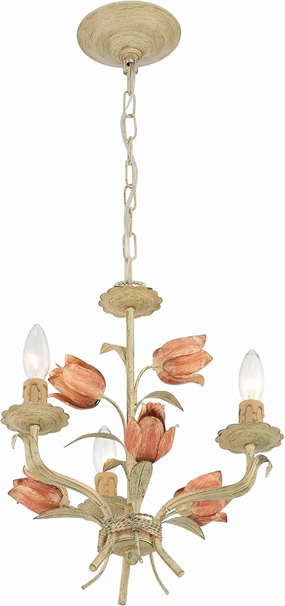 Crystorama Southport 3 Light Sage Rose Mini Chandelier