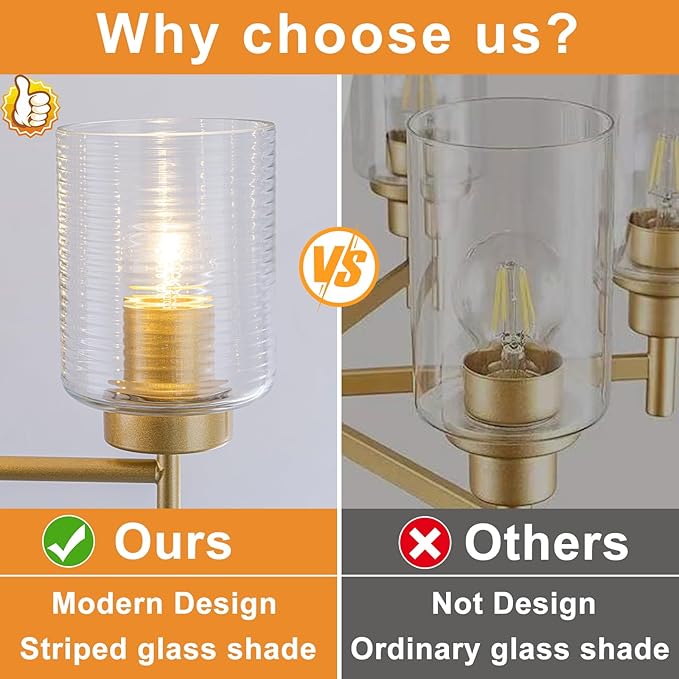 4-Light Modern Sputnik Chandelier Gold Sputnik Semi Flush Mount Ceiling Light with Striped Glass Shade for Living Room Dining Room Kitchen Island Bedroom Hallway Entryway Foyer