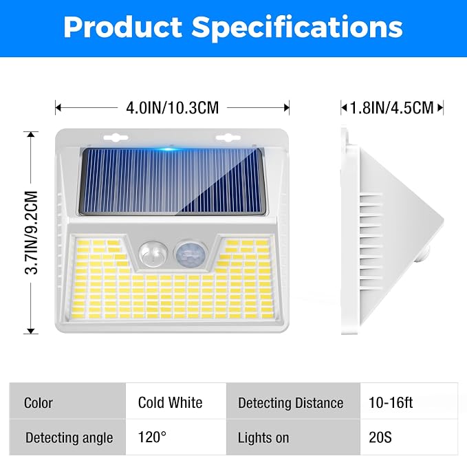 Peasur Solar Lights Outdoor Waterproof, 3Pack 140LED Bright Motion Sensor Security Lights 3 Modes, Solar Powered Fence Wall Light for Garden Yard Outside(Cool White)