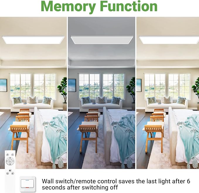 zemty LED Flat Panel Light with Remote 31.4x9.8 Inch, 36W 3800LM 3000K-6000K Adjustable Color Temperature, Dimmable Flush Mount Ceiling Light Fixture for Kitchen Bedroom Garage