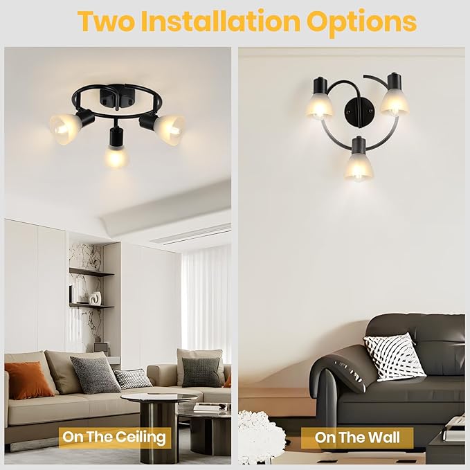 KEESFU 3-Light Kitchen Flush Mount Ceiling Light，Modern Round Track Lighting Fixtures，Directional Ceiling Spot Light for Dining Room Bedroom Hallway.