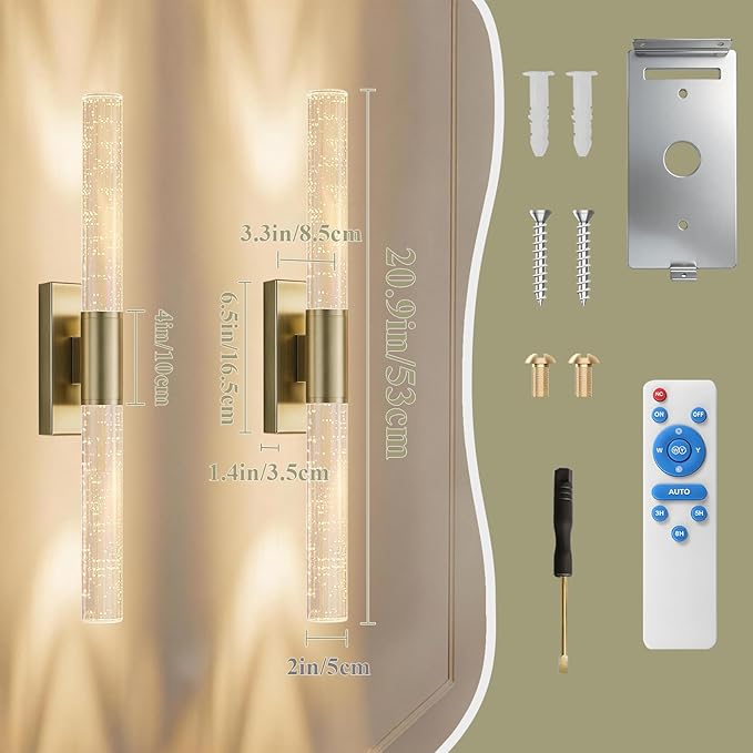 camuucci Battery Operated Wall Sconces Set of 2 Rechargeable Battery Powered Wall Light with 12000mAh Not Hardwired Dimmable Wall Lamp Fixtures for Bedroom Living Room Brown 20.9 Inches