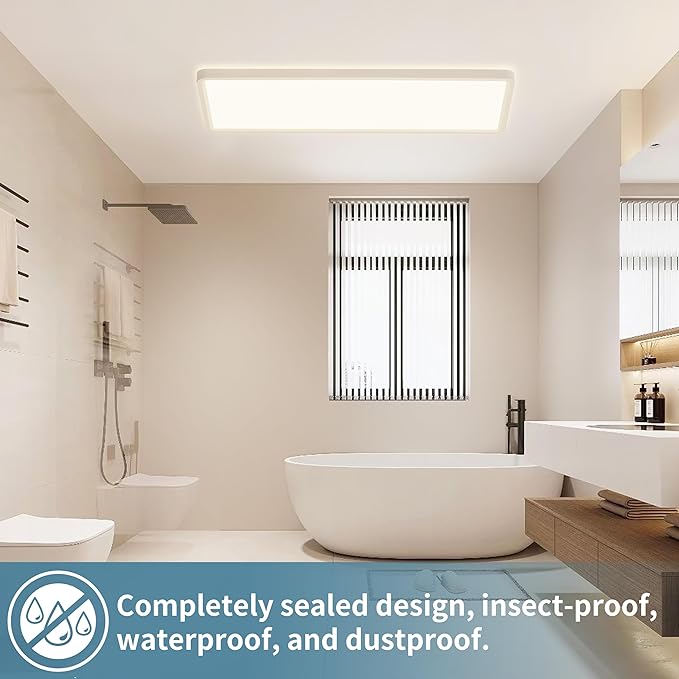 23 Inch Square LED Flush Mount Ceiling Light,32W 3200LM,3 CCT Selectable 3000K/4000K/6500K,Ultra Thin Low Profile Ceiling Light Fixture,White, for Bedroom Kitchen Living Room Hallway