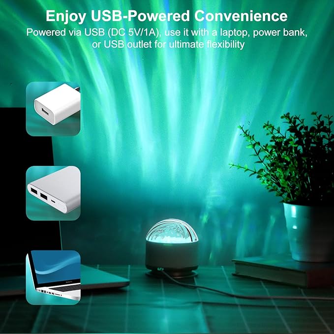 HUMIIEYE Northern Lights Projector, 16 Light Color Aurora Night Light Projector for Bedroom, Remote Galaxy Light Projector, Dimmable Mood Lighting with Memory Function for Playroom Kids Teen Girl Gift