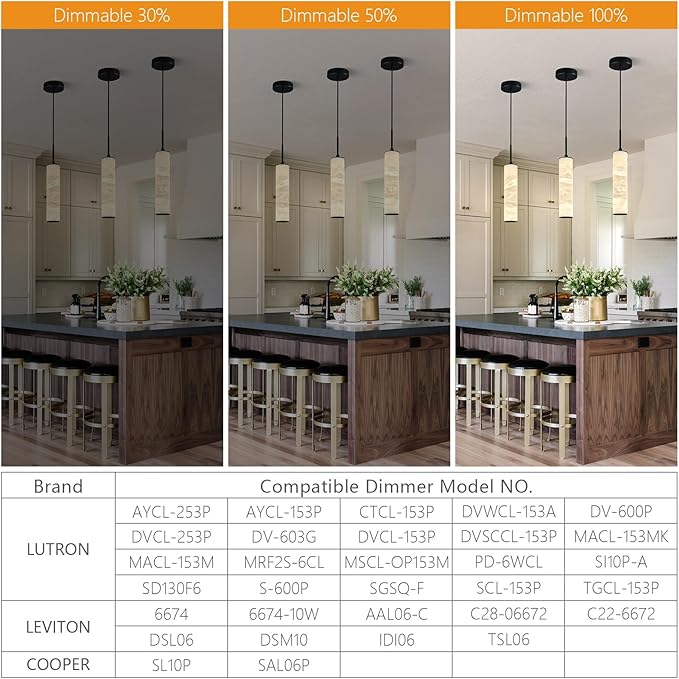LMQNINE Natural Alabaster Pendant Lights for Kitchen Island White Marble Long Tube Chandelier 4000K Black Modern Ceiling Light Fixtures for Living Room Bedroom Dining Room Table Hallway(S-2Pack)