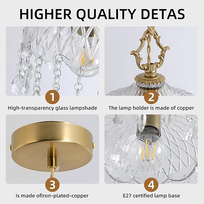 Crystal Mini Chandelier for Dining Room Modern Gold Pendant Lights Kitchen Island Brass Chandelier for Living Room E27 Hanging Lamp for Bathroom Farmhouse Entryway Hallway