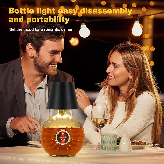 2026 New Wireless Bottle Lamp,LED Bottle Lights for Liquor & Wine Bottles,Bottle Light with Dimmable(Black+White)