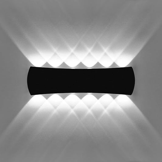 Kawell 12W Modern Wall Sconces LED Wall Light Up Down Indoor Outdoor Aluminum Wall Lamp LED Waterproof IP65 for Bedroom Living Room Bathroom Stairs Hallway Corridor Porch, Black 6000K