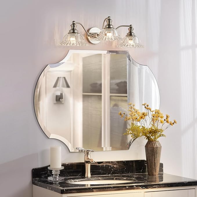 XIEDUN Brushed Nickel Bathroom Vanity Light Fixture 3 Light Vanity Lights for Bathroom Vanity Light Fixtures