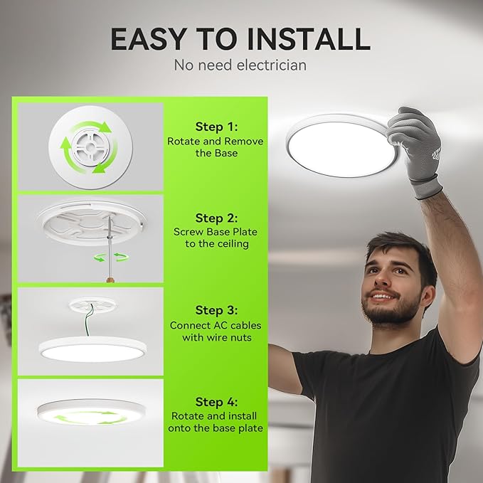 MODERN 6Pack LED Flush Mount Ceiling Light, 3000K-3500K-4500K-5000K-6000K Adjustable Ceiling Lamp,7.5inch Surface Mounted for Living Room, Bedroom, Kitchen, Laundry, Hallway (White, 6 Pack)