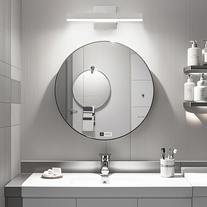 Nickel Bathroom Vanity Light 15.75 inch, 14W Dimmable 5CCT LED Bathroom Light Fixture Over Mirror Restroom Hardwired-ETL Certificated