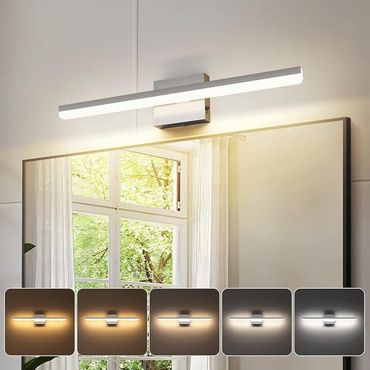 LED Modern Bathroom Light Fixtures 18W Brushed Nickel Vanity Lights Bar 5CCT Dimmable ixture Over Mirror Vanity Light for Bathroom Lighting 24 inch ETL Certificated