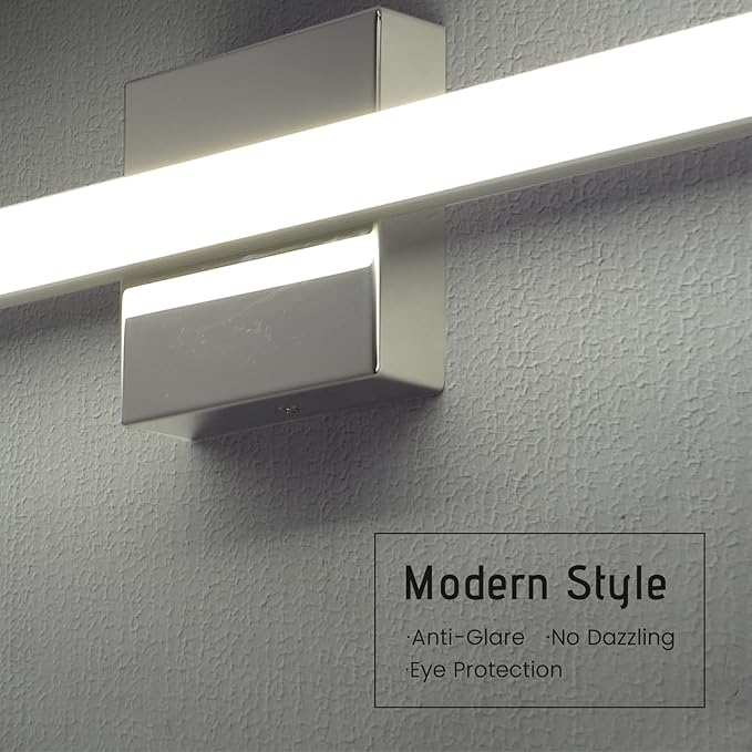 Modern LED Vanity Lights for Bathroom 2 Pack 16IN 9W Daylight White Chrome Bathroom Light Fixtures Lights Over Mirror Vanity Lighting Fixtures Vanity Light