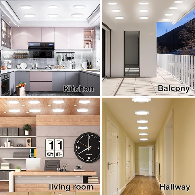 ETL 7 Inch Small LED Flush Mount Ceiling Light Dimmable,5000k Daylight Ultra Slim Round Flat Panel Ceiling Light Fixture,Modern White Ceiling Lamp for Closet,Kitchen,Bathroom,Hallway (3 Pack)