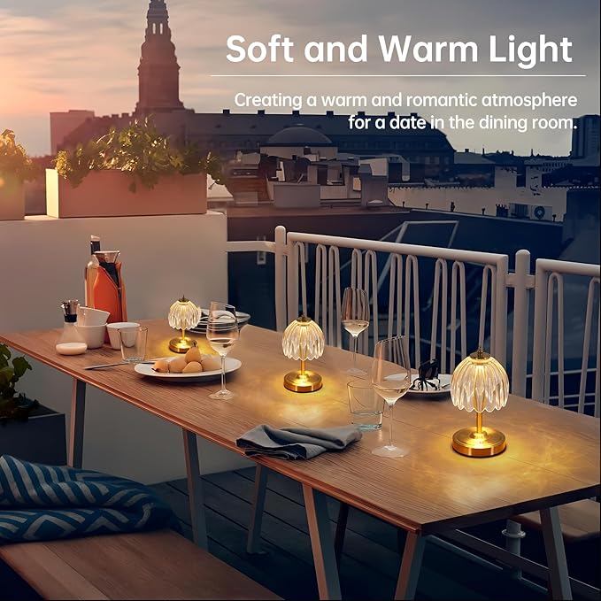 Shenmoyl Set of 2 Tulip Table Lamp with 5200mAh Battery & Touch Control, Cordless Small Table Lamp with 3 Colors, Rechargeable Battery Operated Table Lamps for Nightstand, Bedroom (Transparent Tulip)