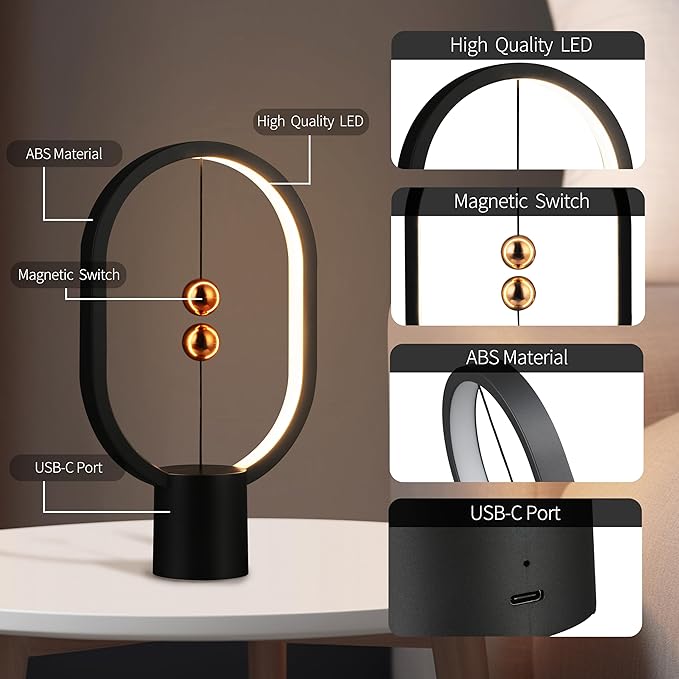 Magnetic Lamp - USB-Powered LED Table Lamp with Floating Design - Perfect for Home, Office, Dormitory, Hotel and Living Room
