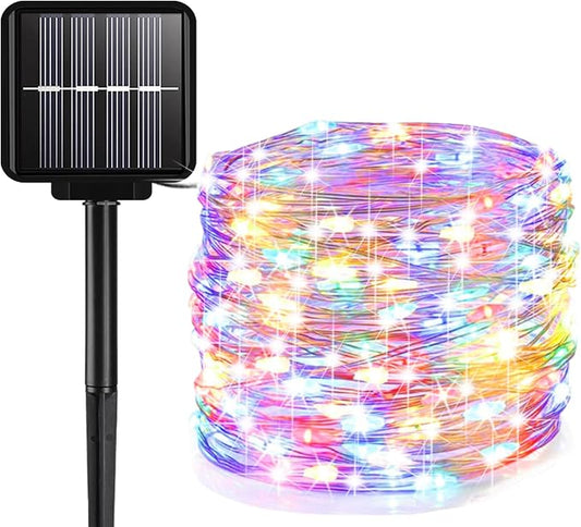 Solar String Lights Outdoor, 99 Feet 300 LEDs 8 Modes Solar Fairy Lights, Waterproof Outdoor Light for Patio Garden Yard Christmas Tree Halloween Wedding Party Decorations, Colorful