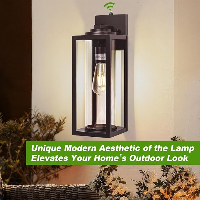 FILIYANO 20inch Dusk to Dawn Outdoor Wall Light Fixtures - 2 Packs Large Exterior Waterproof Outdoor Lighting, Modern Porch Sconces Wall Mounted Lighting, Industrial Outside Lantern for Front Door